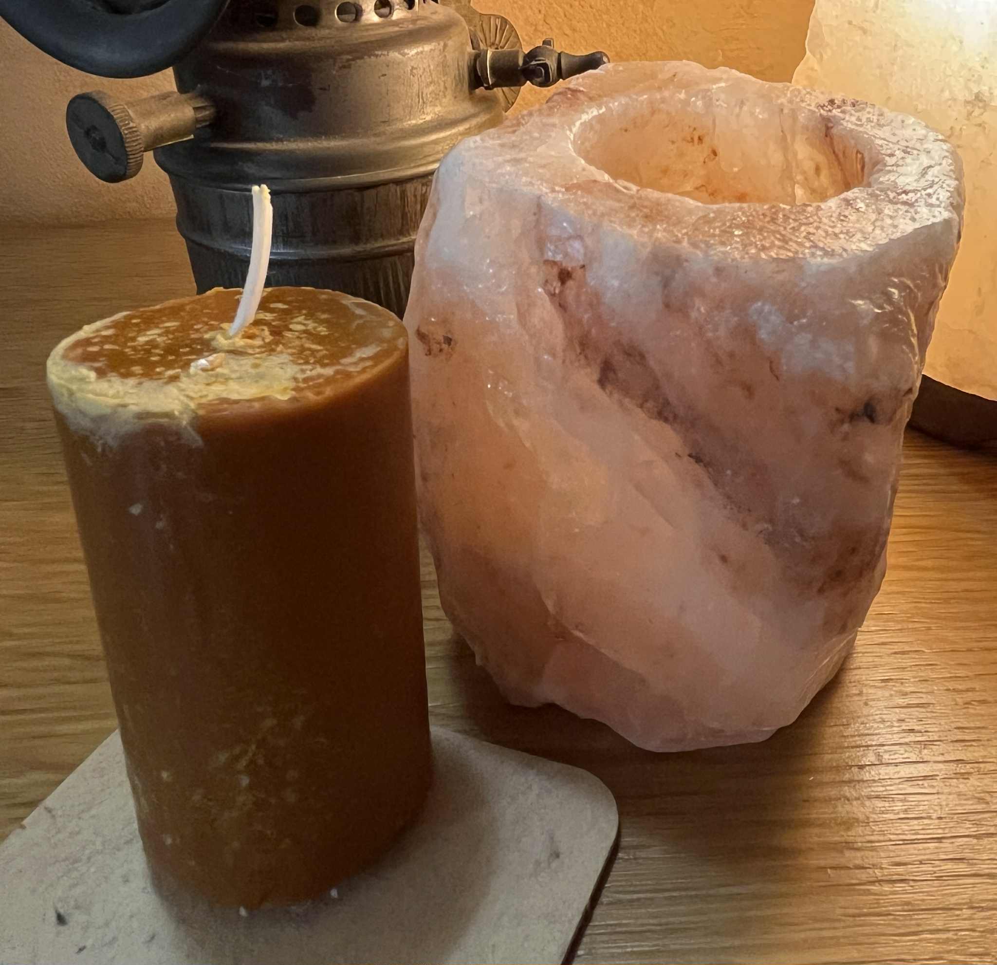 Bougie artisanale avec pierre de sel (Boug19)