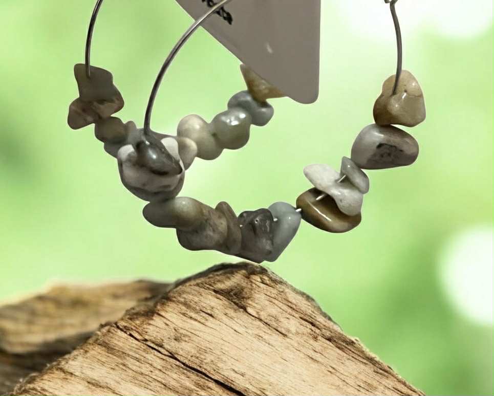 Boucles d'oreilles en pierres naturelles  (131) Équilibre – Apaisement – Stabilité – Protection – Harmonie – Ancrage – Confiance – Sérénité – Douceur