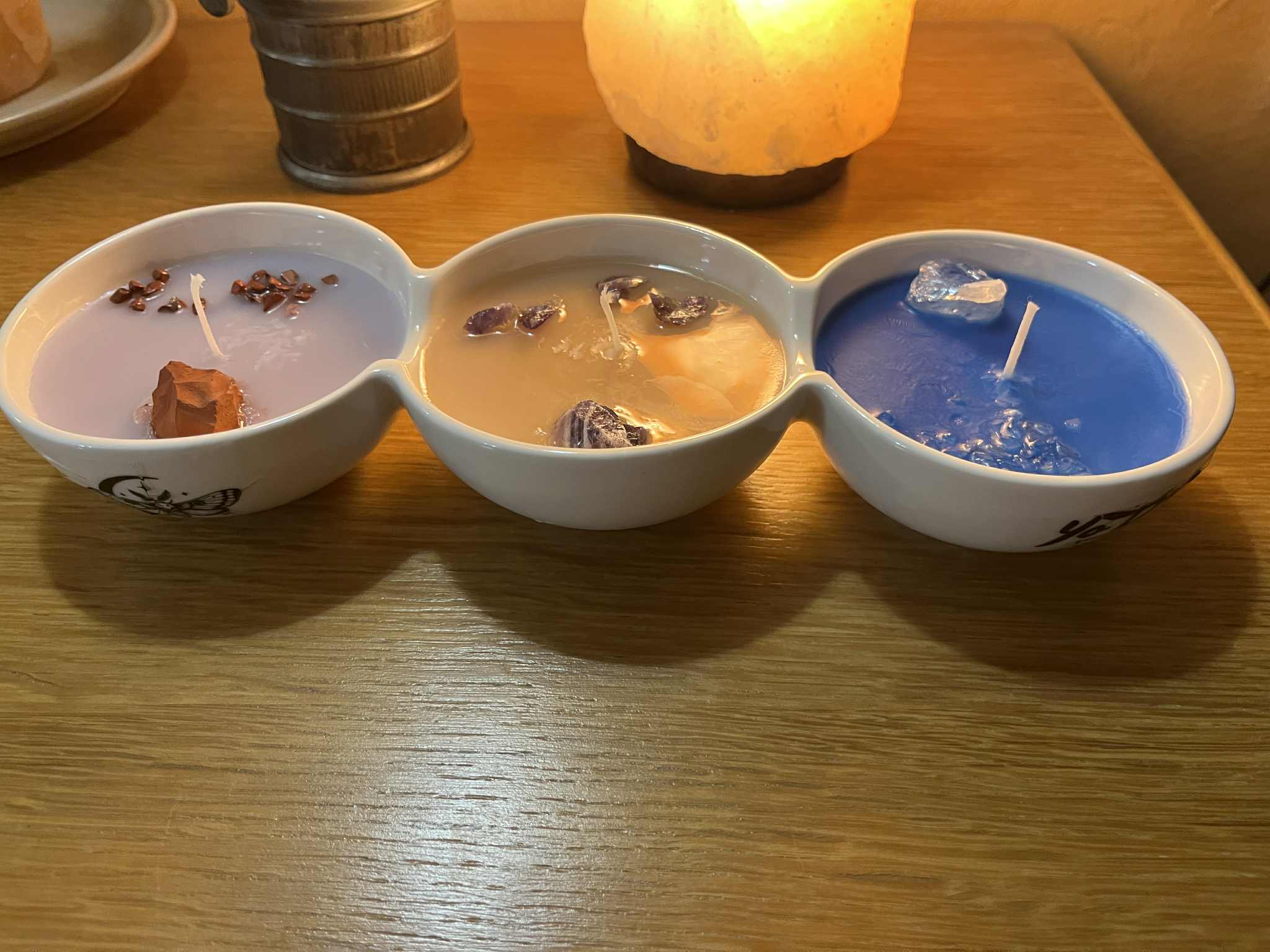 Bougies artisanales 3 parfums vitalité, bien-être, relax/ sommeil paisible, beauté et fragilité/clarté, calme, énergie et harmonie (Boug31) 