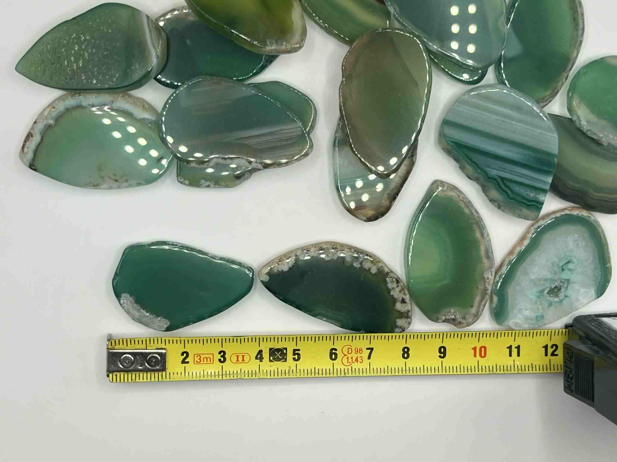 Tranches d'Agate vertes polies (Pb17)