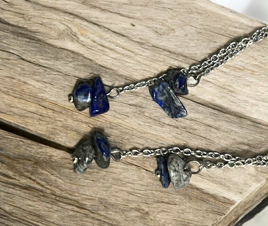 Boucles d'oreilles en pierres naturelles (48) Communication – Sincérité – Confiance en soi – Sagesse – Intuition – Clarté mentale – Apaisement – Vérité intérieure – Éveil spirituel