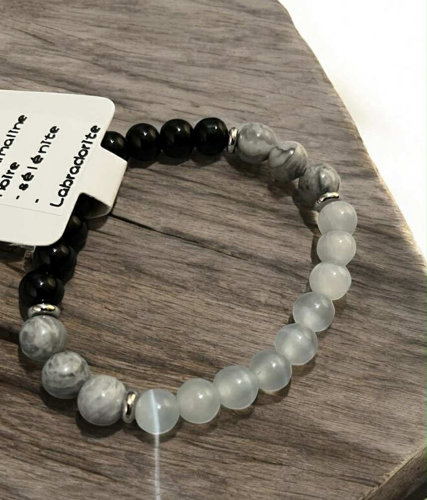 Bracelet en pierres naturelles (30) Protection • Purification • Intuition 