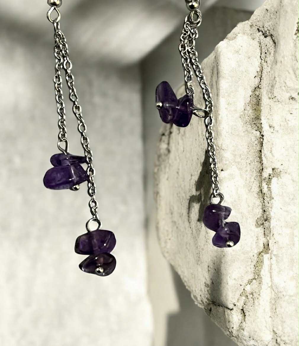 Boucles d'oreilles en pierres naturelles (44) Apaisement – Sérénité – Intuition – Protection – Équilibre émotionnel – Clarté mentale – Spiritualité – Sagesse – Calme intérieur