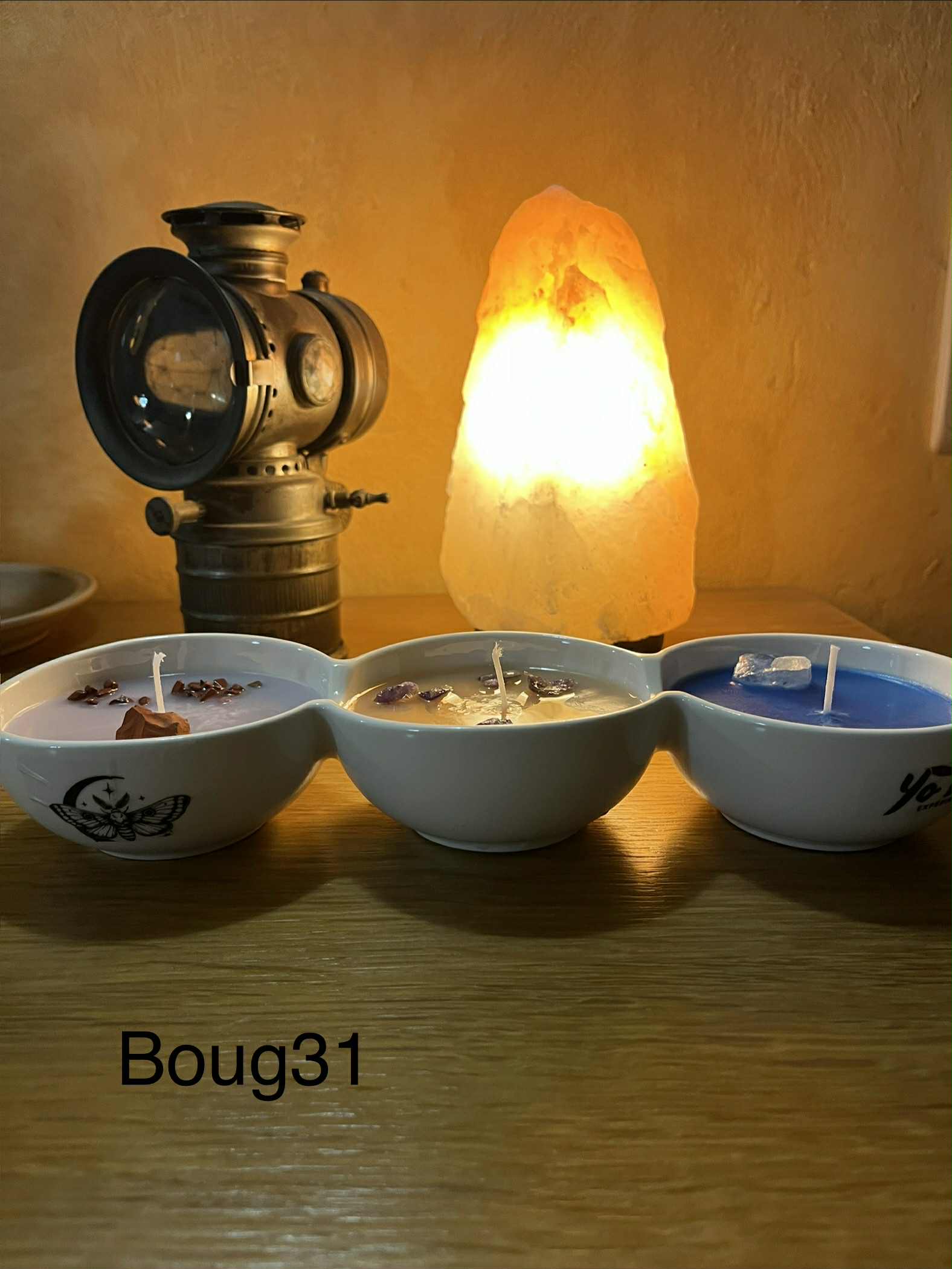 Bougies artisanales 3 parfums vitalité, bien-être, relax/ sommeil paisible, beauté et fragilité/clarté, calme, énergie et harmonie (Boug31) 