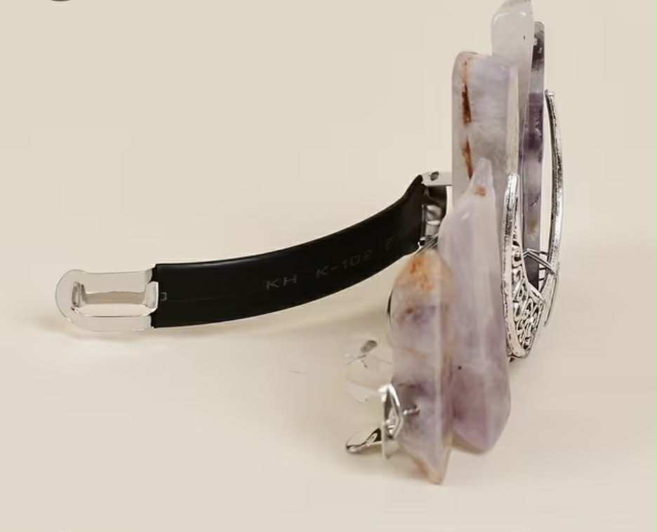 Barrette pour cheveux en pierres naturelles et croissant de lune (134)