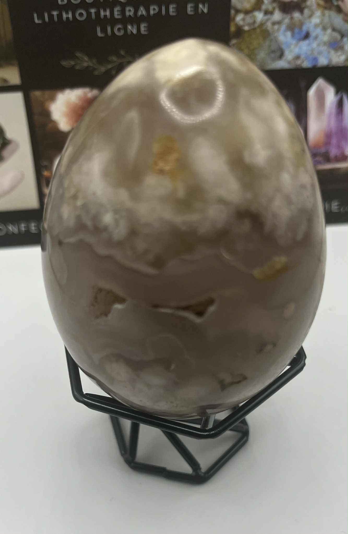 Oeuf en Agate fleur (Pb25)