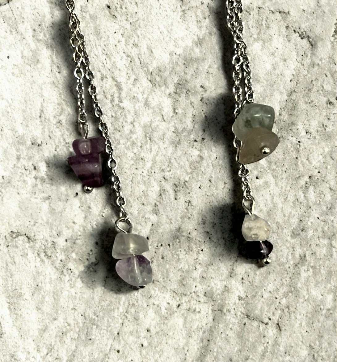 Boucles d'oreilles en pierres naturelles (45) Clarté mentale – Concentration – Organisation – Protection – Apaisement – Équilibre émotionnel – Intuition – Harmonie – Stabilité