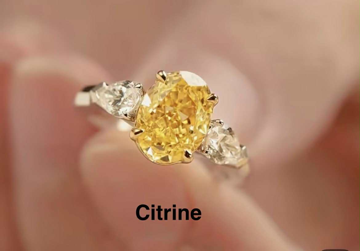 Bague "ouverte" en argent S925 et citrine naturelle (Arg17)