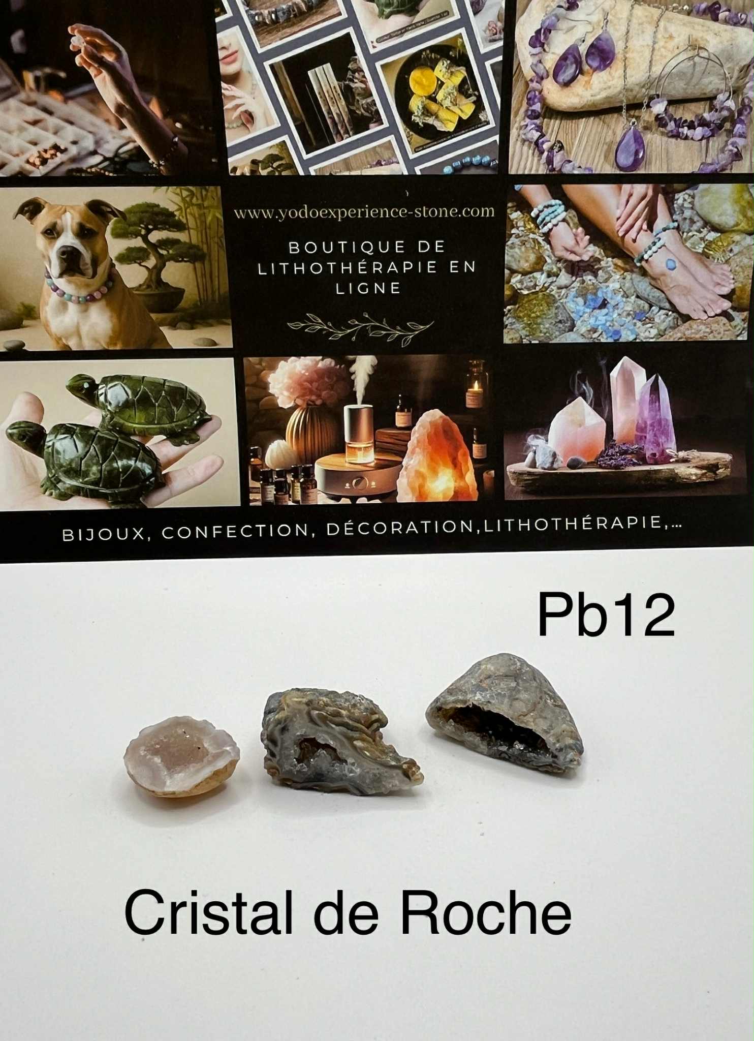 3 Géodes "grotte naturelle" cristal de roche (Pb12)