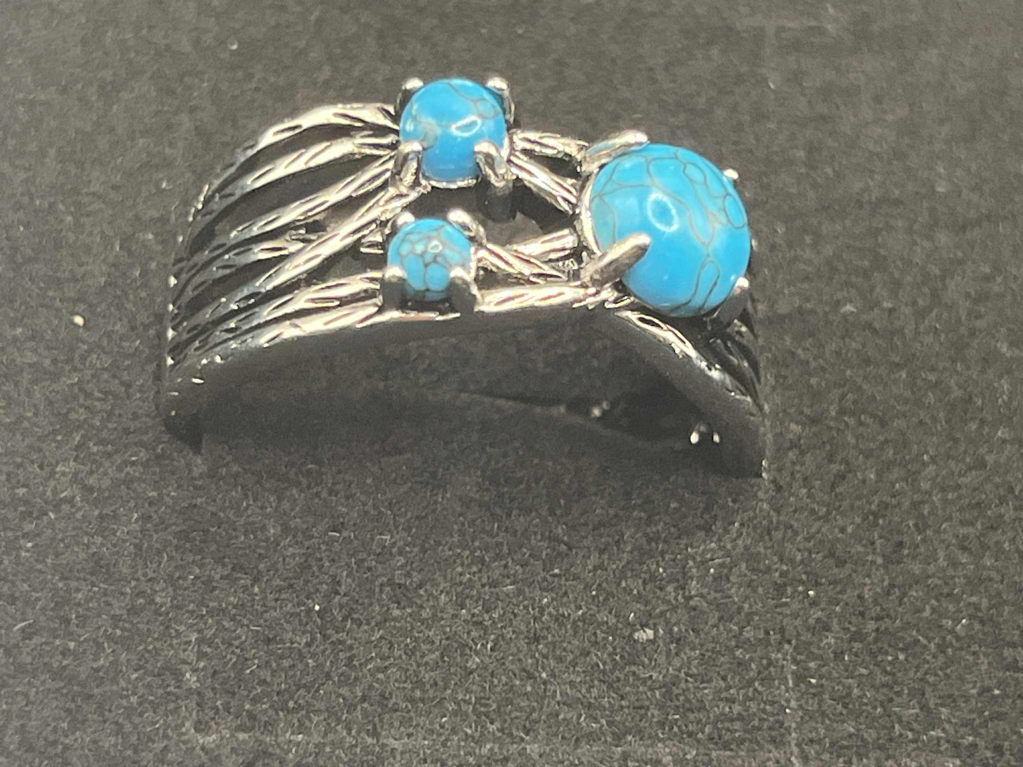 Bague en argent S925 avec turquoises (Arg4)