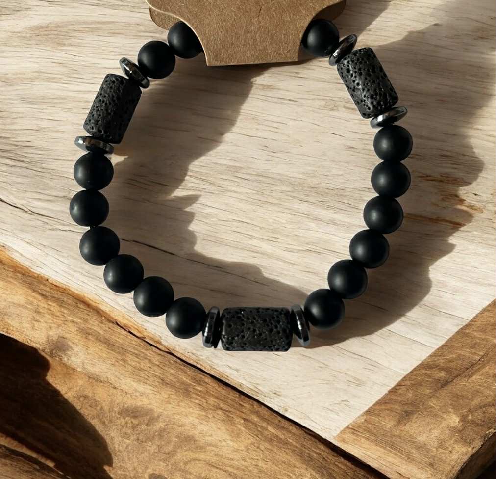 Bracelet en pierres naturelles (144) Protection – Ancrage – Force – Stabilité – Courage – Énergie – Confiance – Équilibre – Endurance