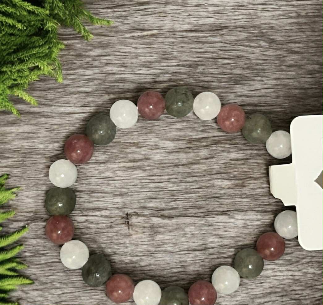 Bracelet en pierres naturelles (60) Amour • Douceur • Apaisement émotionnel • Protection énergétique • Intuition • Guérison du cœur • Équilibre émotionnel • Harmonie