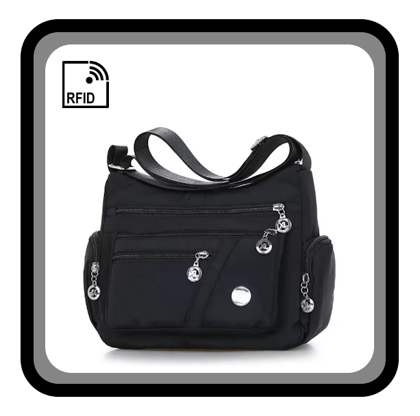 Sac bandoulière fourre-tout multi poches étanche à protection RFID