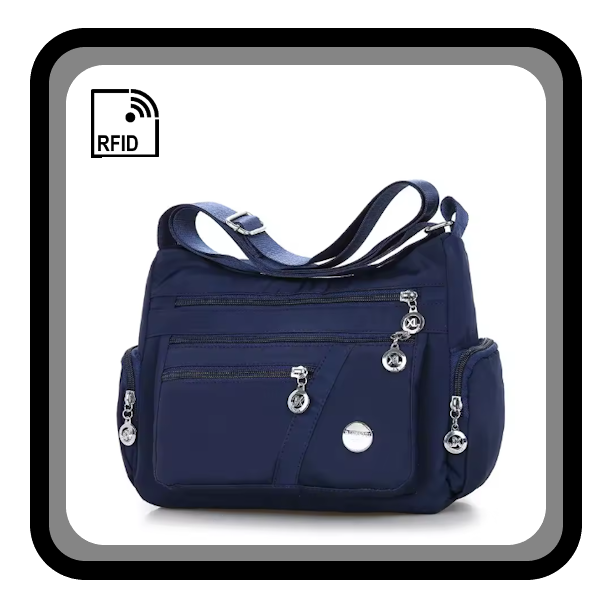 Sac bandoulière fourre-tout multi poches étanche à protection RFID