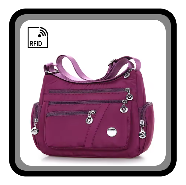 Sac bandoulière fourre-tout multi poches étanche à protection RFID