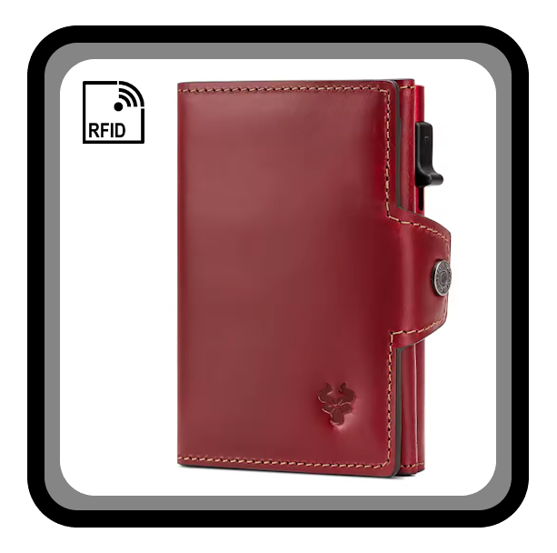 Porte-carte automatique en cuir véritable avec blocage RFID