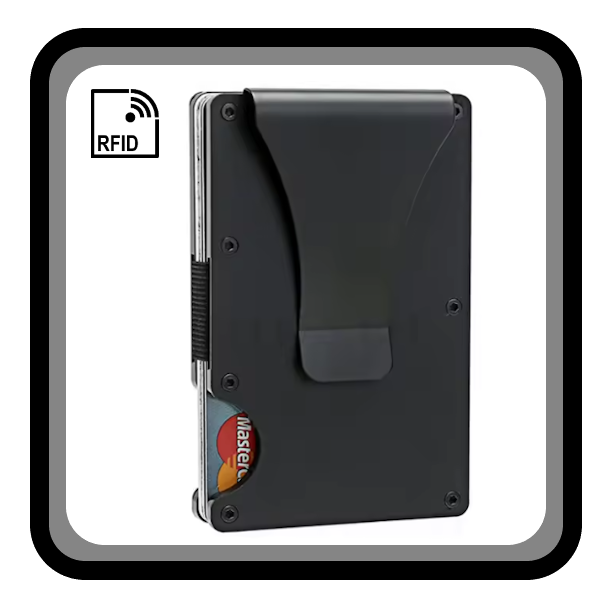 Porte cartes mince pour hommes minimaliste en métal avec blocage RFID 