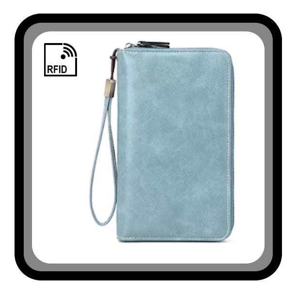 Portefeuille antivol RFID multi-fentes, Vintage, grande capacité, pochette multifonctionnelle avec dragonne