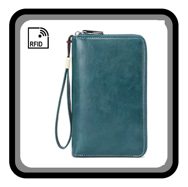 Portefeuille antivol RFID multi-fentes, Vintage, grande capacité, pochette multifonctionnelle avec dragonne