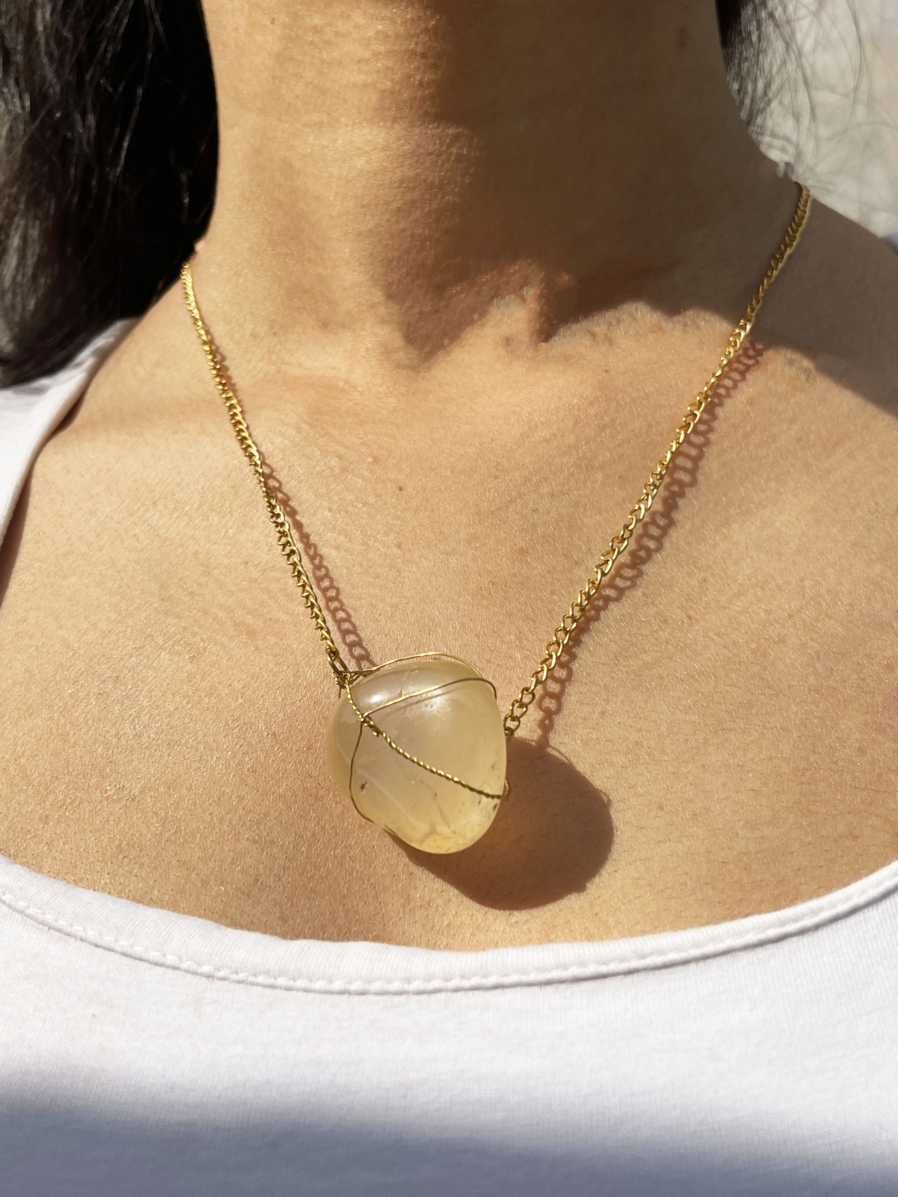 Gold Chain Necklace with Gemstone Pendant