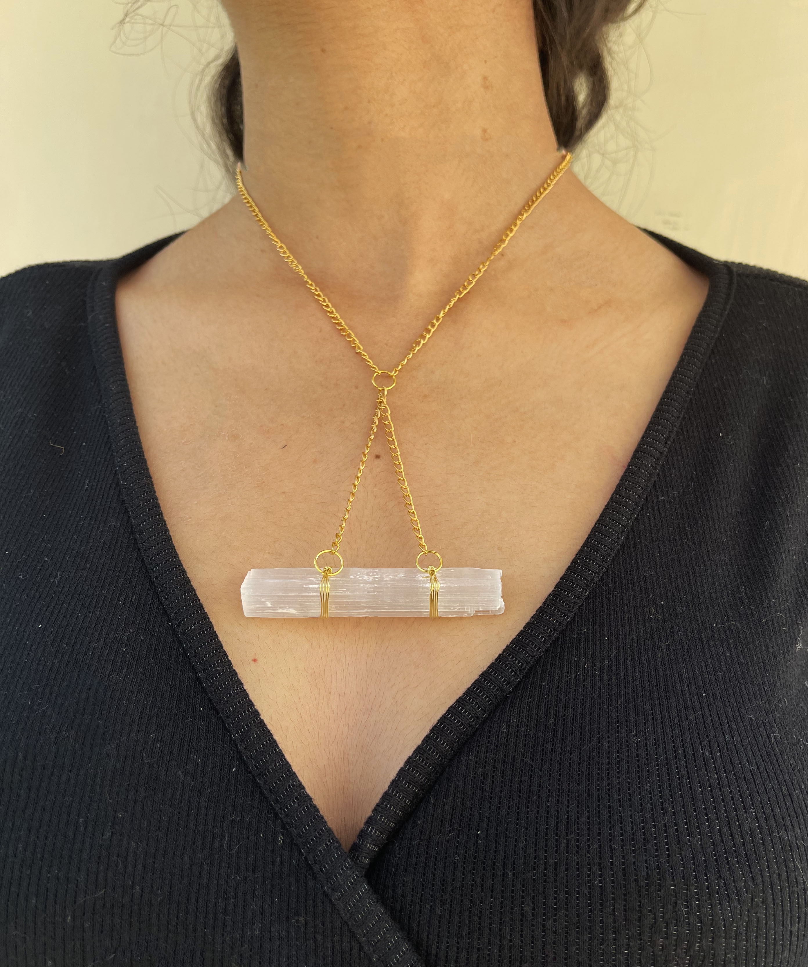 Handmade Selenite wand Pendant Necklace