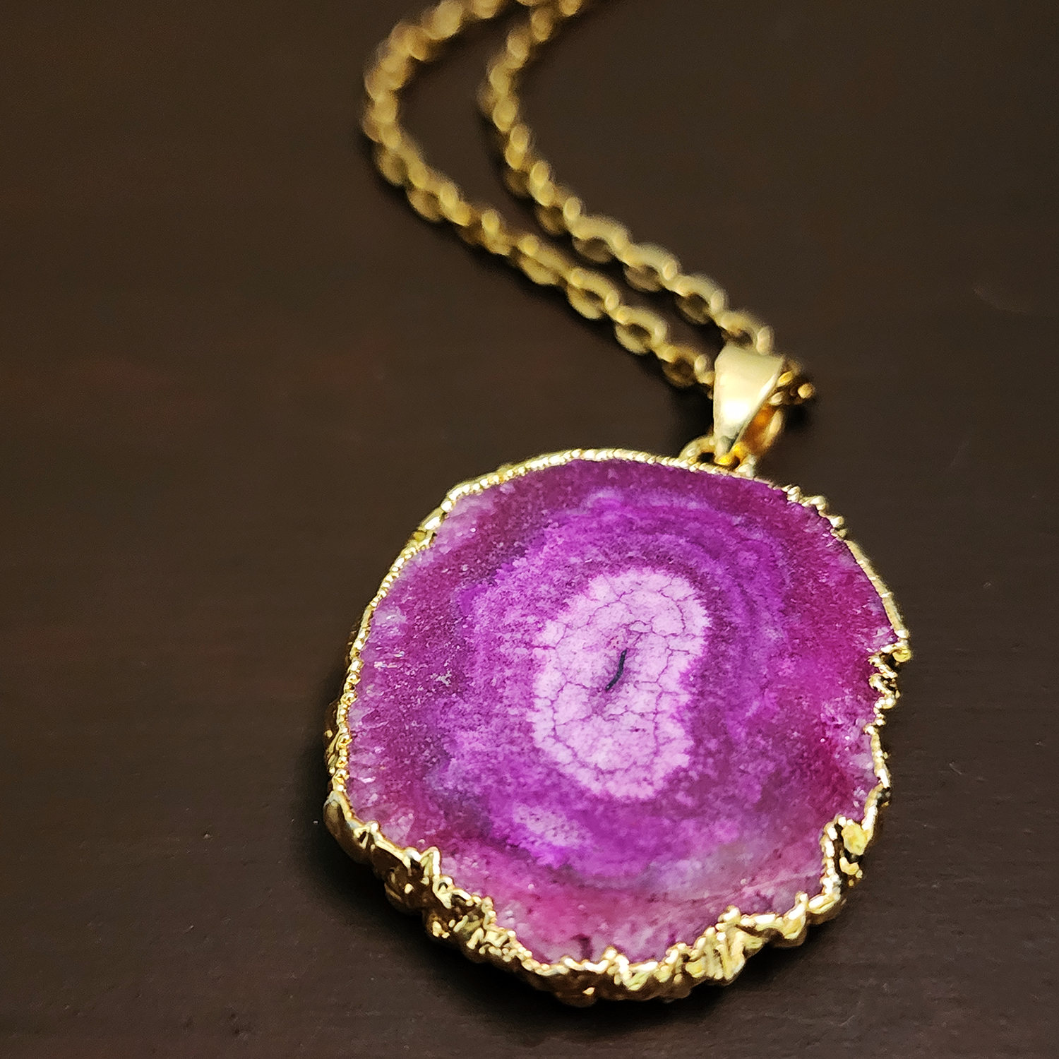 Purple Geode Pendant Necklace