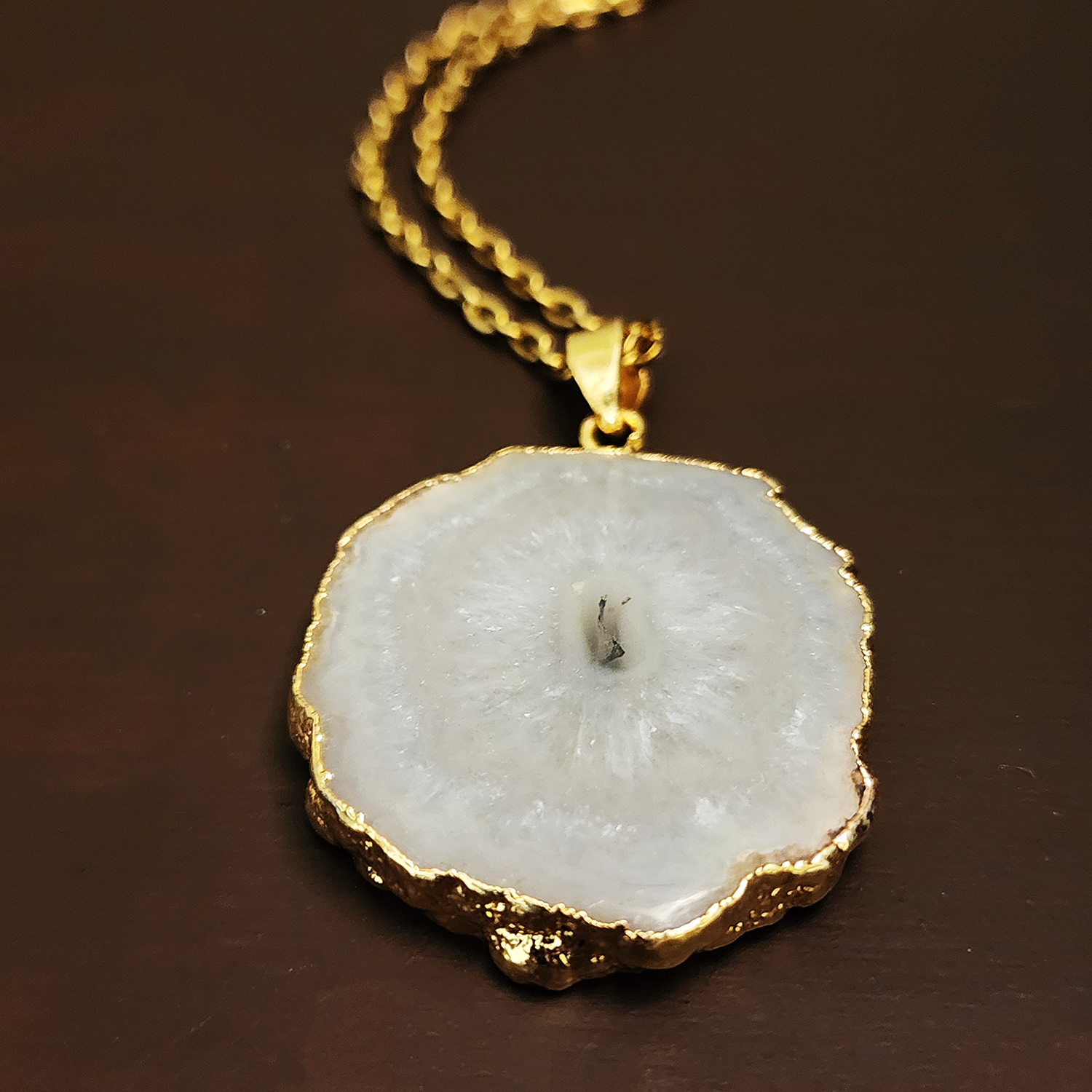 Agate Slice Pendant Necklace