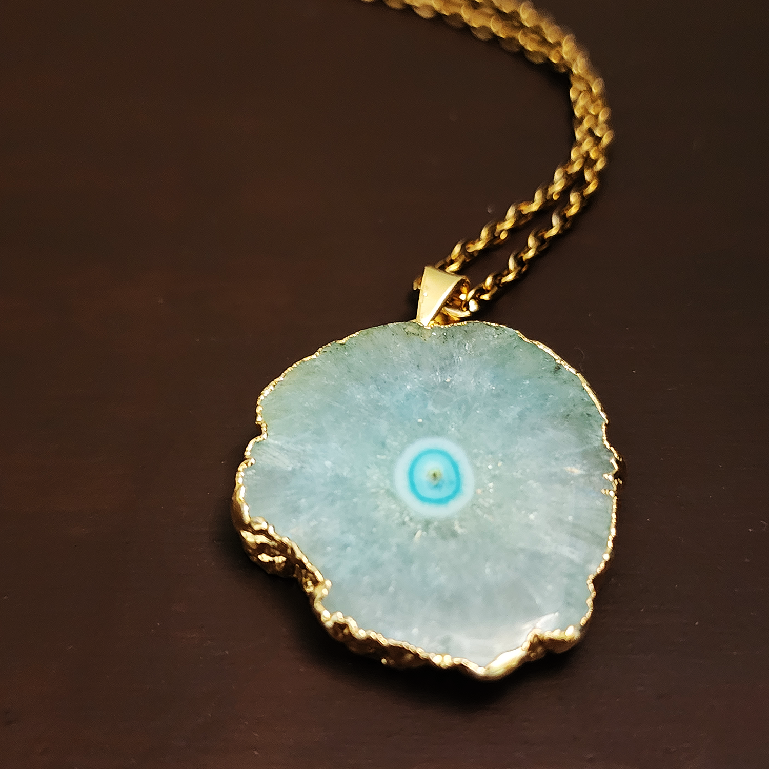 Blue Agate Pendant Necklace