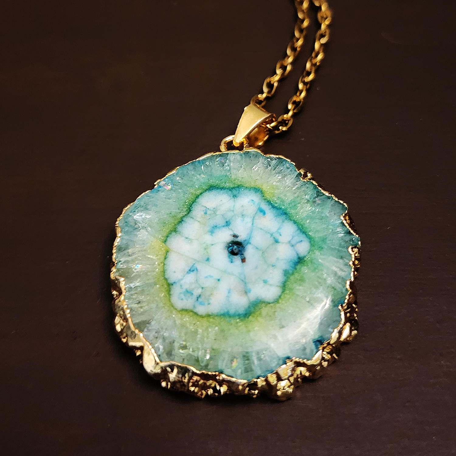 Blue green Agate pendant necklace