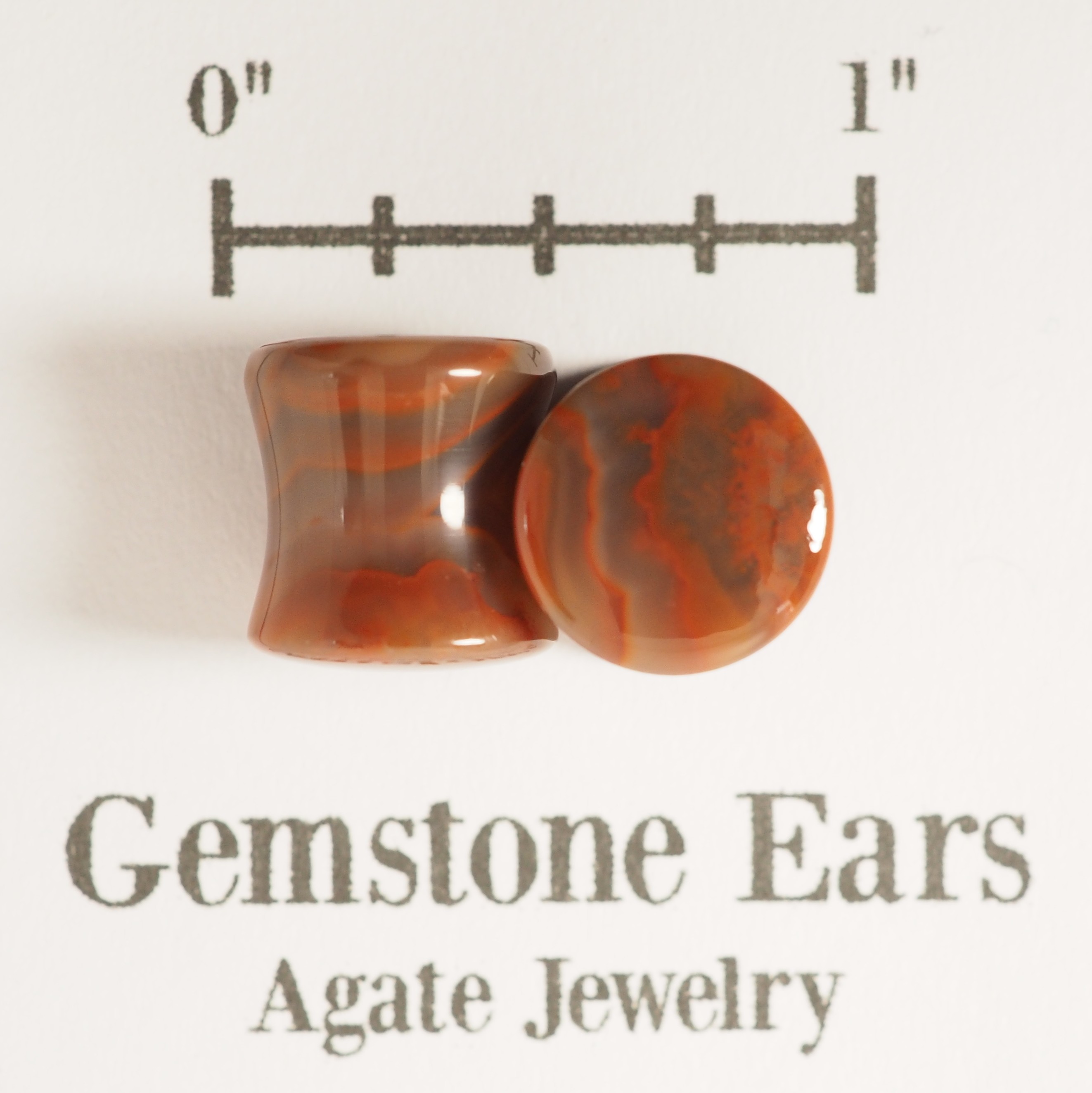  00g 10mm Lake Superior Agate Plugs - Double Flare - Handmade - 00g (10mm) Agate Stone Gauges