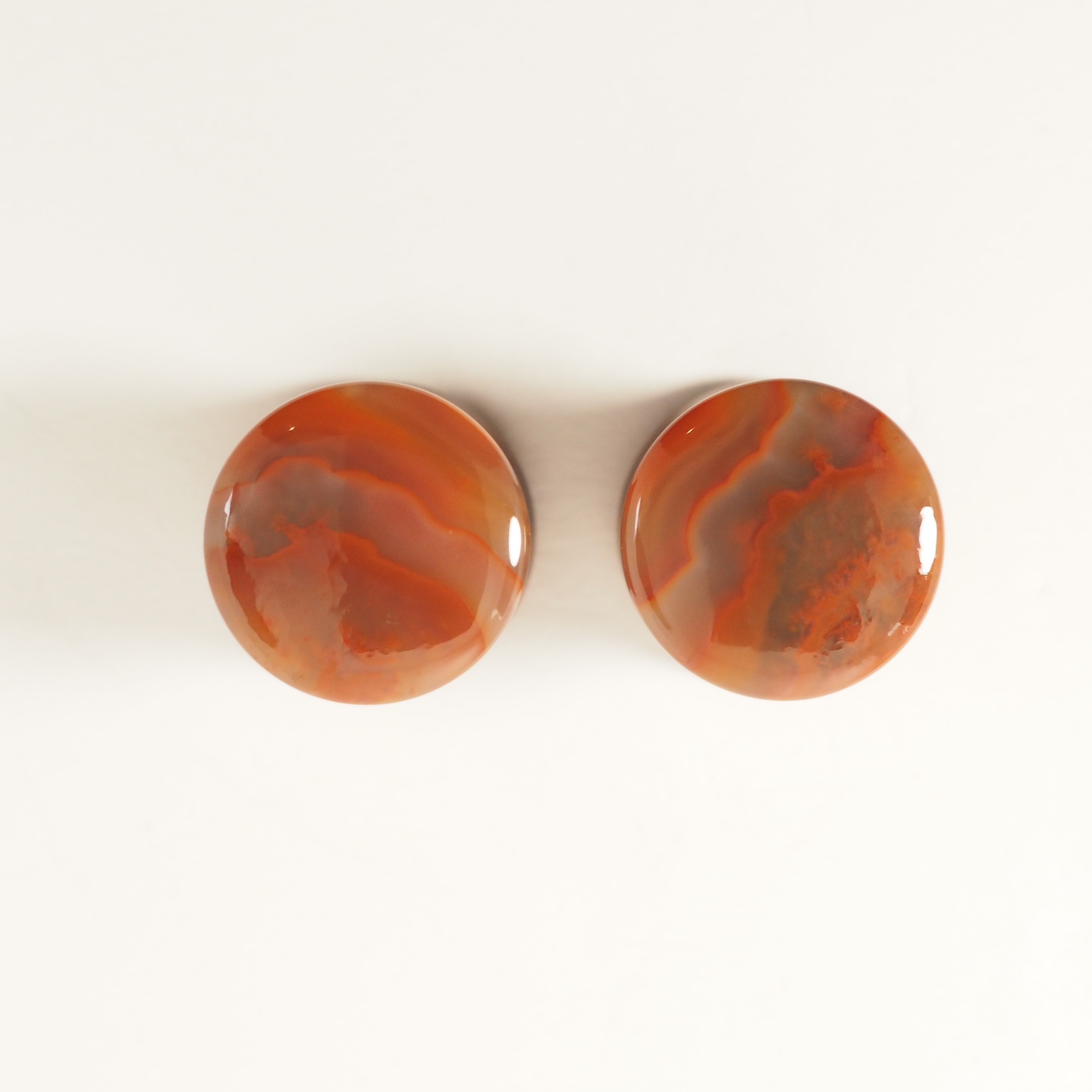  00g 10mm Lake Superior Agate Plugs - Double Flare - Handmade - 00g (10mm) Agate Stone Gauges