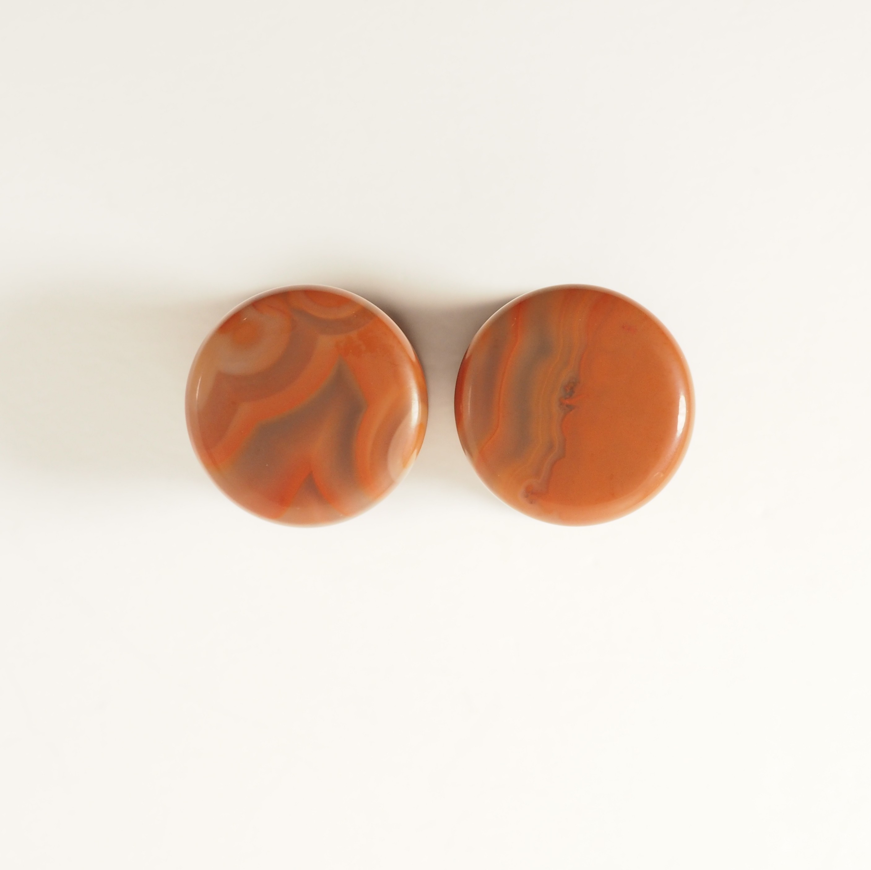  00g 10mm Lake Superior Agate Plugs - Double Flare - Handmade - 00g (10mm) Agate Stone Gauges