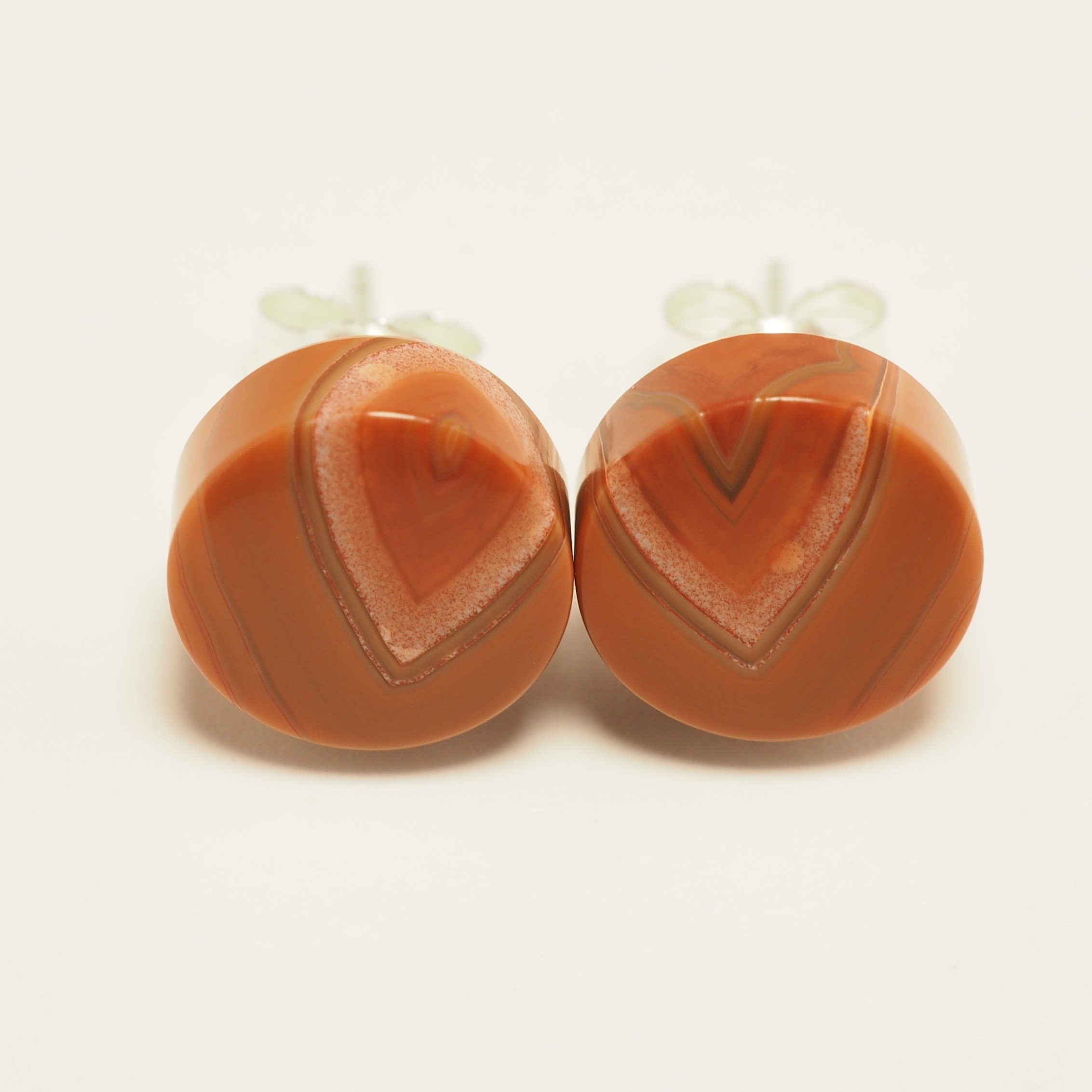 Lake Superior Agate Stud Earrings - 925 Sterling Silver Posts/Backs - LSA