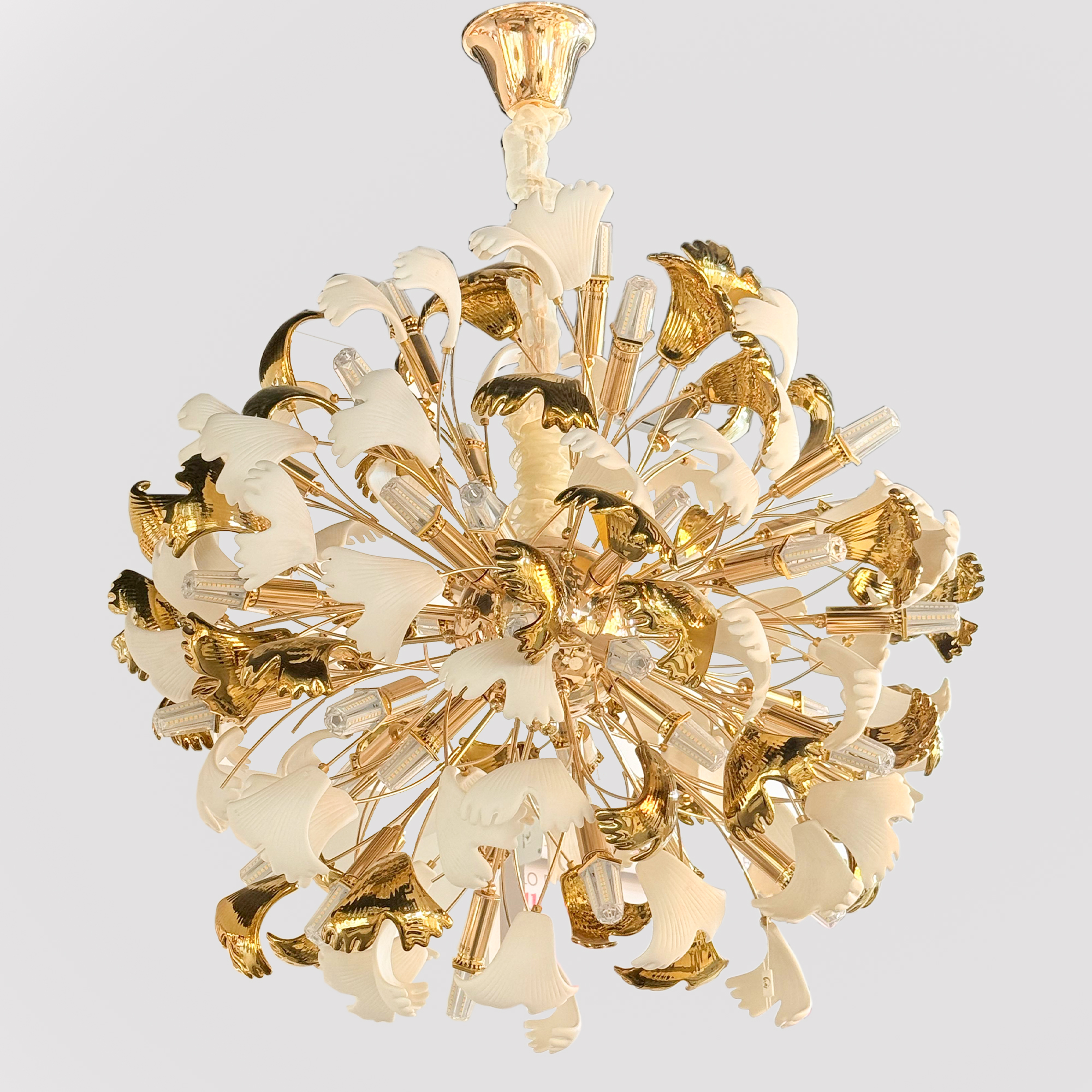 Elegant Gold and White Chandelier