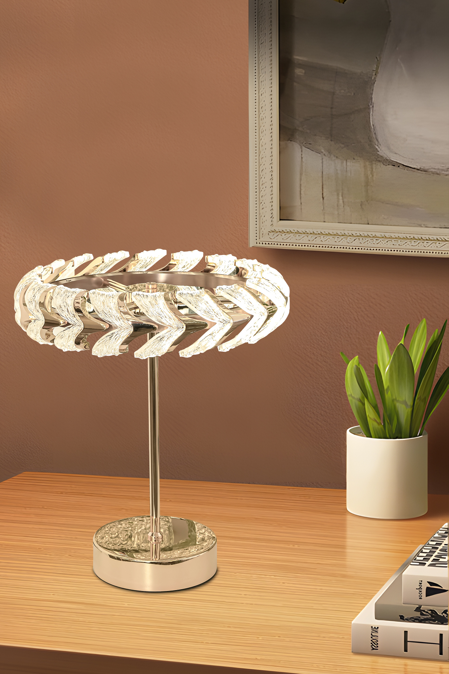 Crystal Leaf Table Lamp 50Cm high