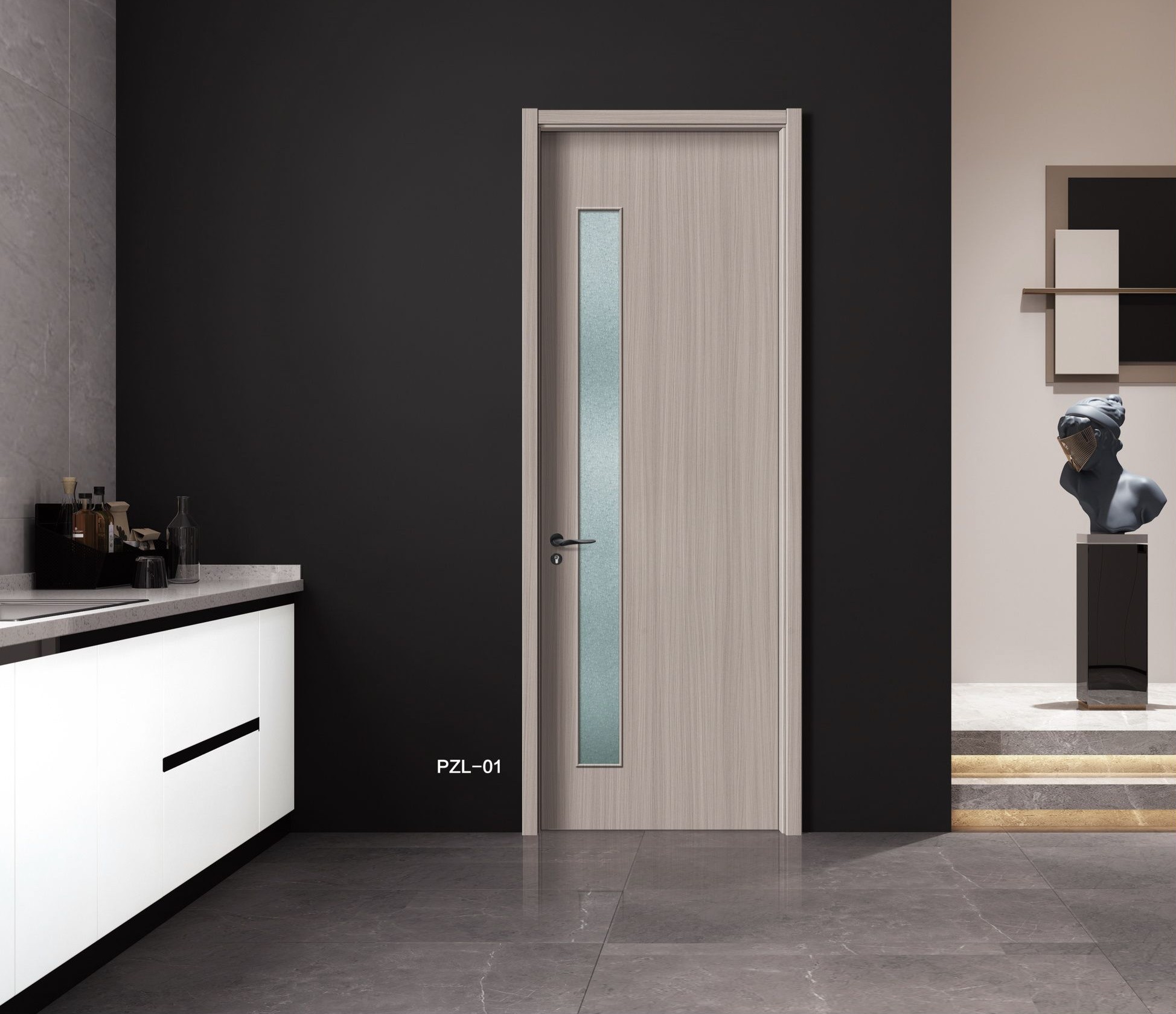 Modern Interior Door With Frosted Glass 