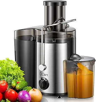 Qcen Juicer Machine, 500W Centrifugal Juicer Extractor with Wide Mouth 3” Feed Chute for Fruit Vegetable,
