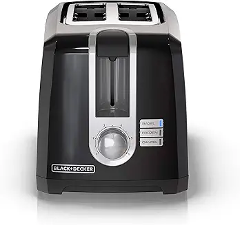BLACK+DECKER 2-Slice Toaster, T2569B, Extra Wide Slots, 6 Shade Settings, 850 Watts, Crub Tray,