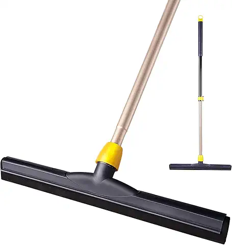 Yocada Floor Squeegee Scrubber Adjustable Telescopic Pole Heavy Duty Household Broom EVA Foam Blade for