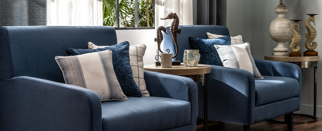 Blue Upholstered Armchairs