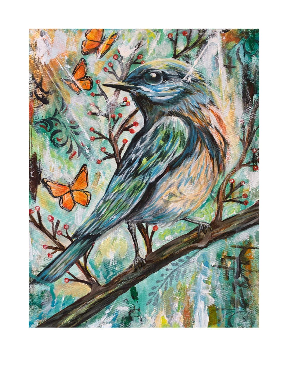 Dance Gracefully – Bird and Butterfly Painting
