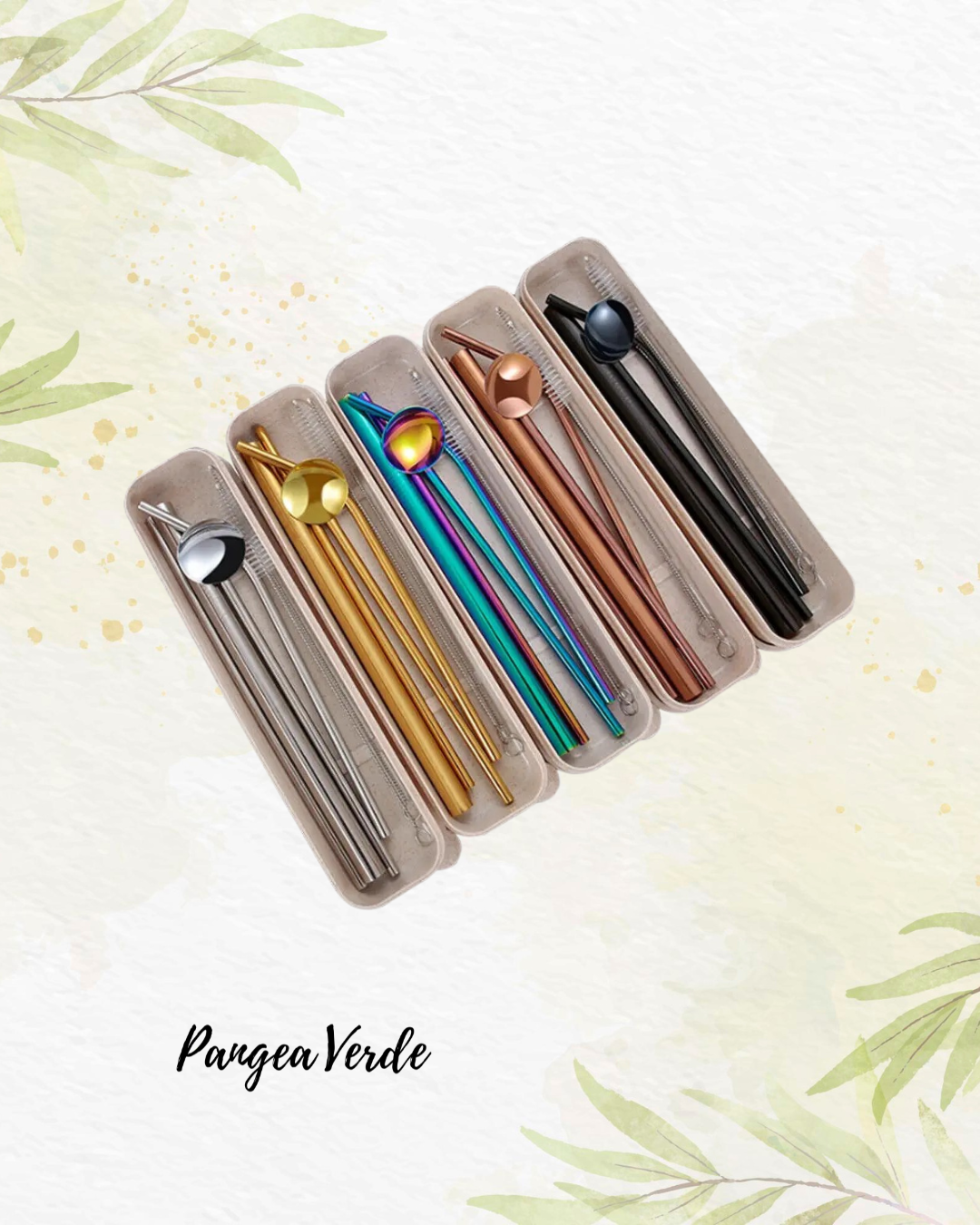 Set de Pitillos de Acero Inoxidable x 4
