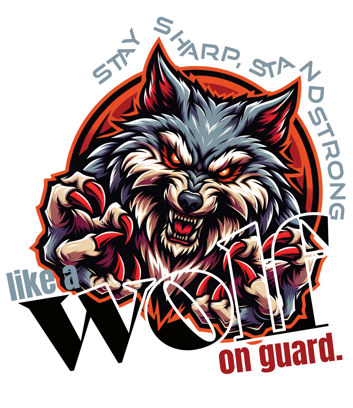 Stay sharp, Stand Strong like a Wolf on Guard 