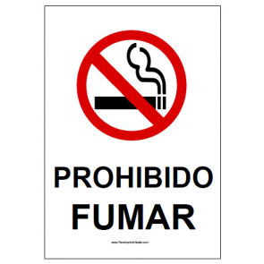 Señal de Prohibido Fumar 20x30