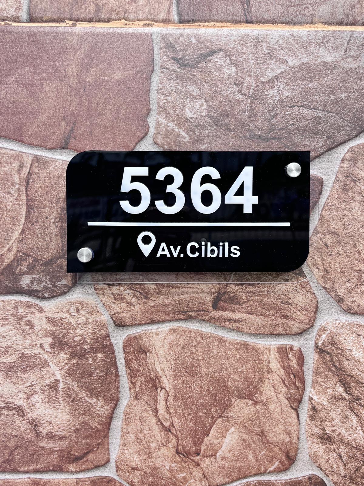 Cartel de  acrílico dirección  casa numero de puerta