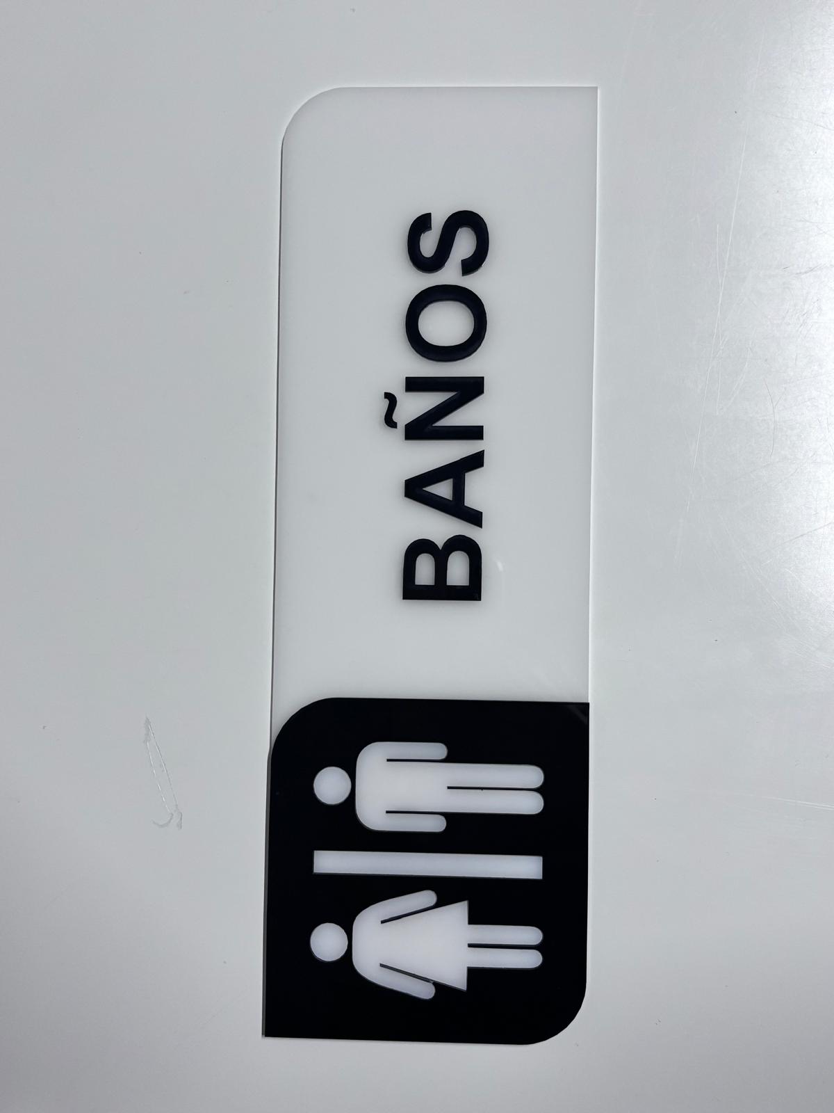 Letrero para baños en acrílico diseño exclusivo blanco