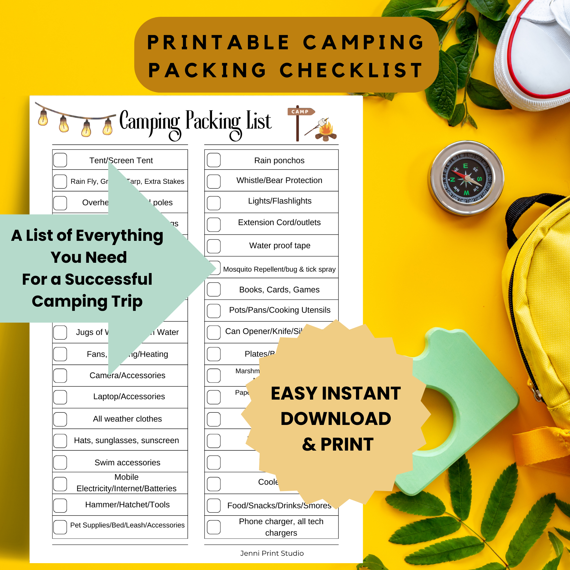 Printable Camping Packing Checklist