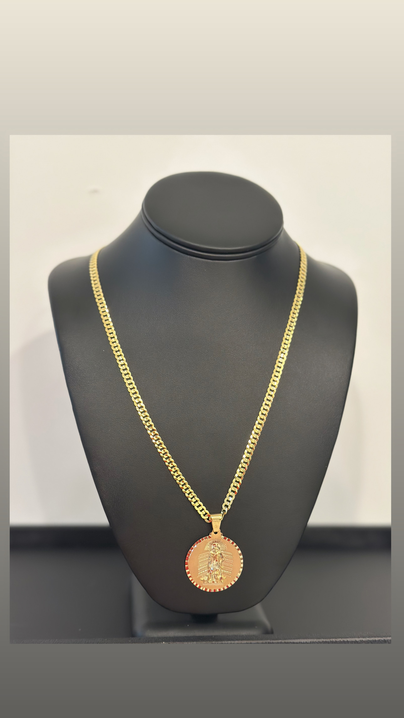 Cadena corte brillo sólida 10k,24 pulgadas 