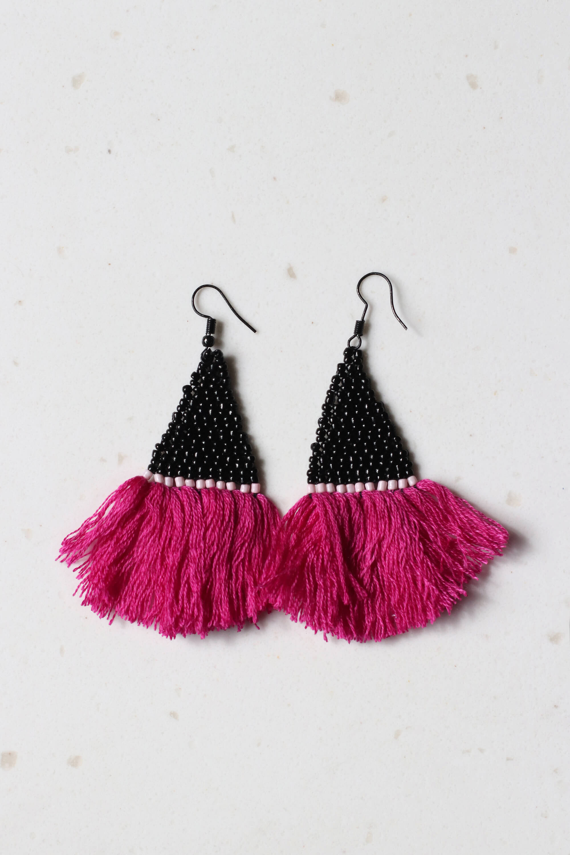 Midnight Rose Tassel Earrings