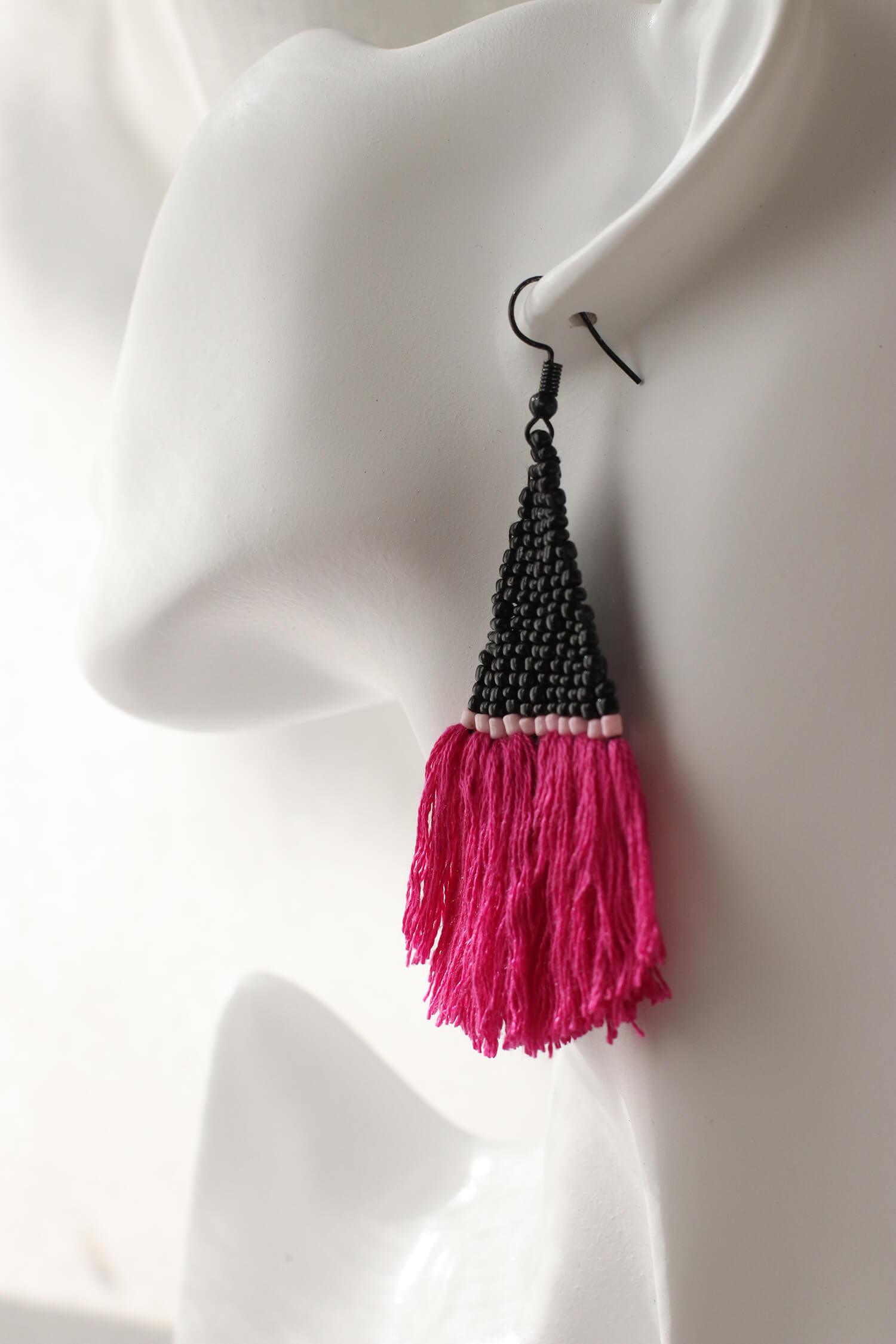 Midnight Rose Tassel Earrings